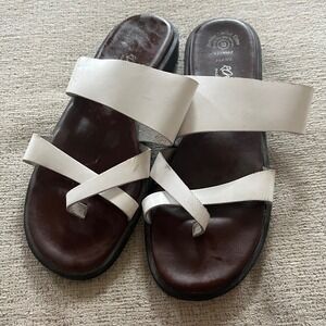 Romano Joanie White Leather Toe Loop Slide Sandals Made in Italy Womens‎ 10